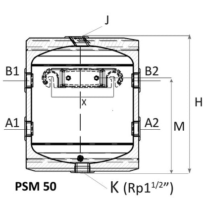 Boiler tampon fara serpentina pentru pompe de caldura, 50 l